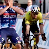 L'émotion d'Evenepoel après son succès KEYSTONE/EPA/OLIVIER MATTHYS